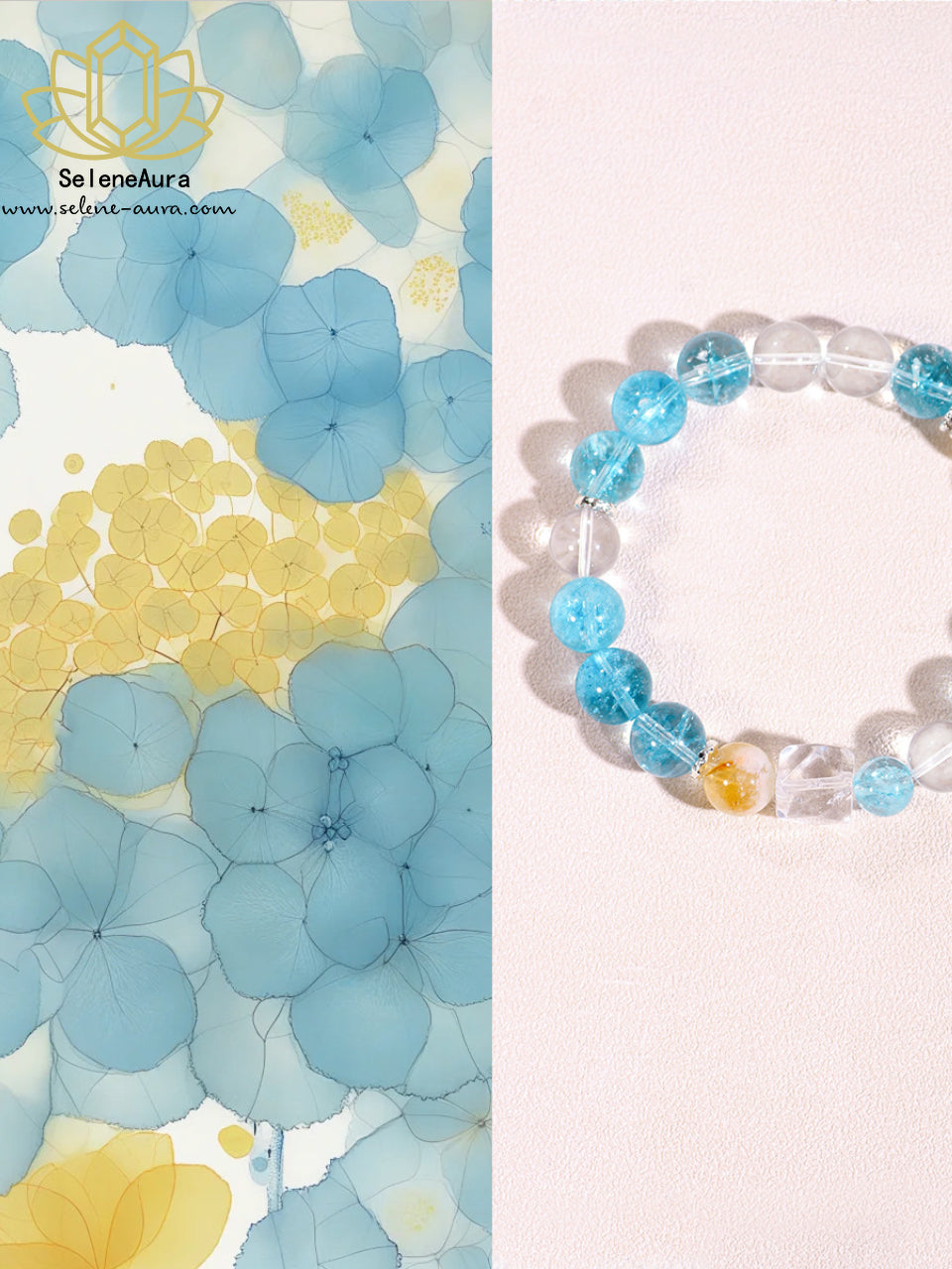 Drachenprinz Ao Bing Armband | Blauer Kristall & Gelber Turmquarz | Tierkreis-Energie für Schutz