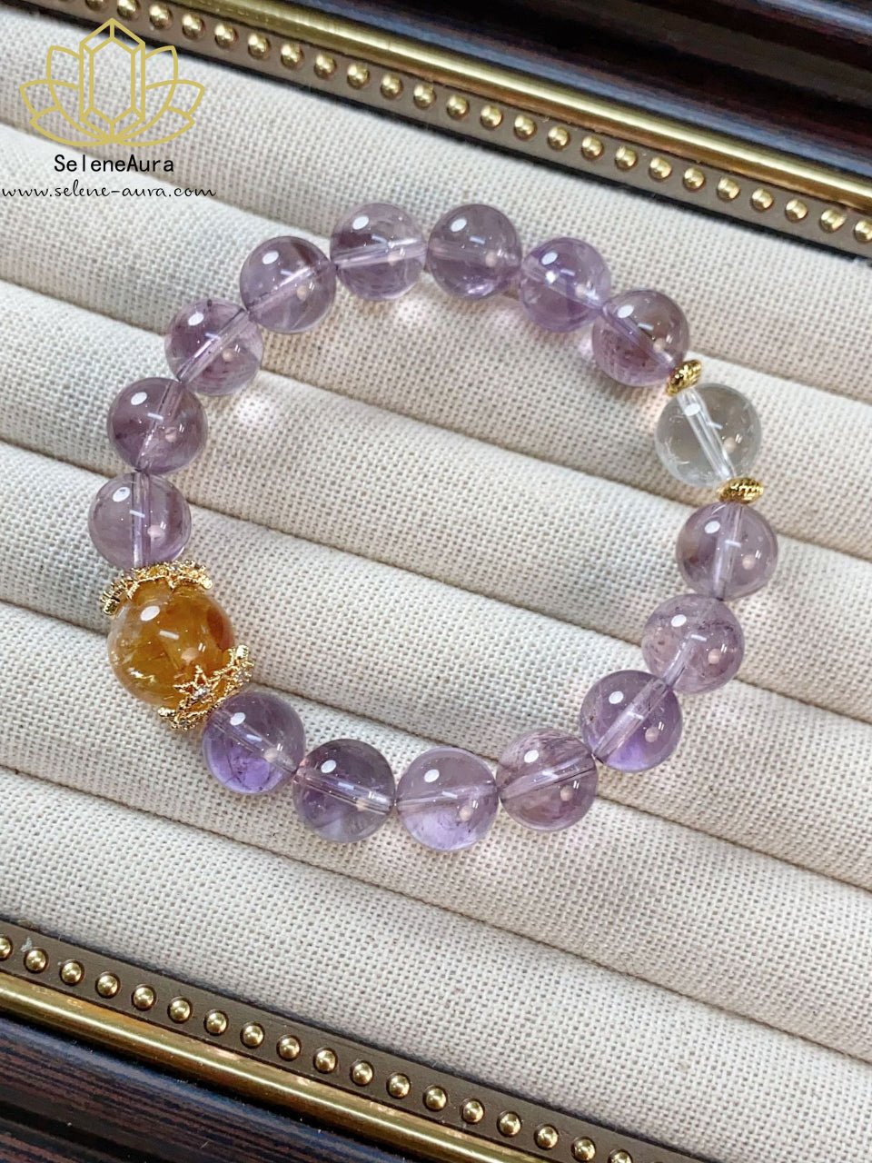 Amethyst & Citrin Armband｜Feuerenergie Chakra Schmuck｜Heilsteine für Reichtum & Schutz