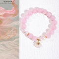 Natürliches Rosenquarz & Perlen Armband | Herzchakra-Energietrio | Glückssymbol Design