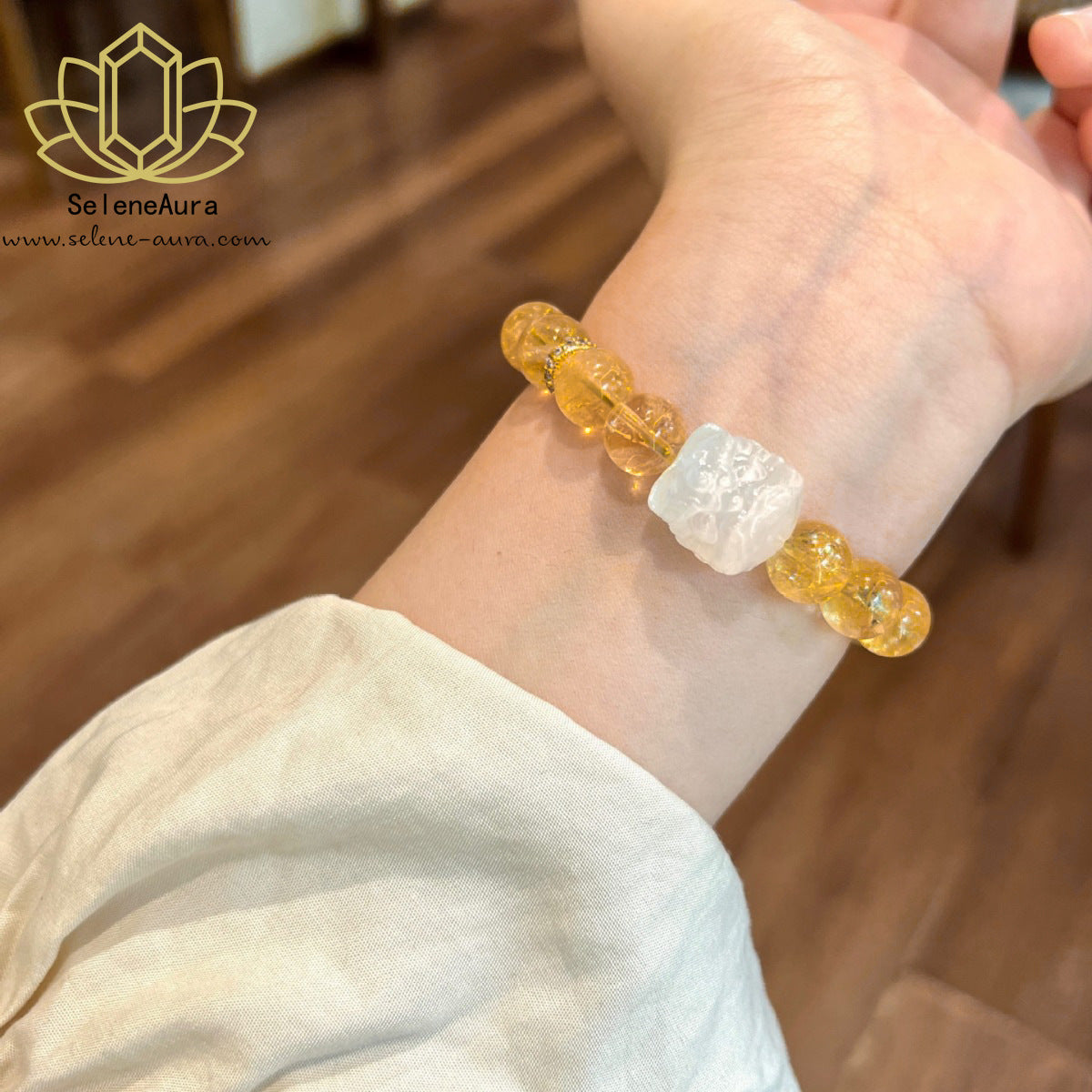 Original Natural Yellow Asai Armband Citrin Waking White Crystal Pure Handmade BFF Energie-Armband