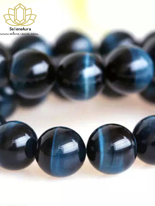 Natürliches Blau-Tigerauge Armband | Handgefertigt