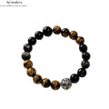 Natürliches Tigerauge & Silberobsidian Armband Mutschutz & Erdung SeleneAura