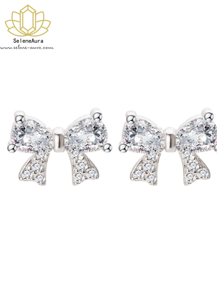 Silber Schmetterling Ohrstecker mit Pink Zirkonia & Strass