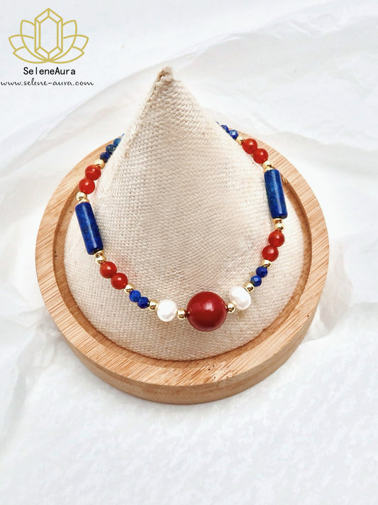 Sommer Edition｜Lapislazuli+Achat+Perlen Konvertierbar｜Energie Schmuck