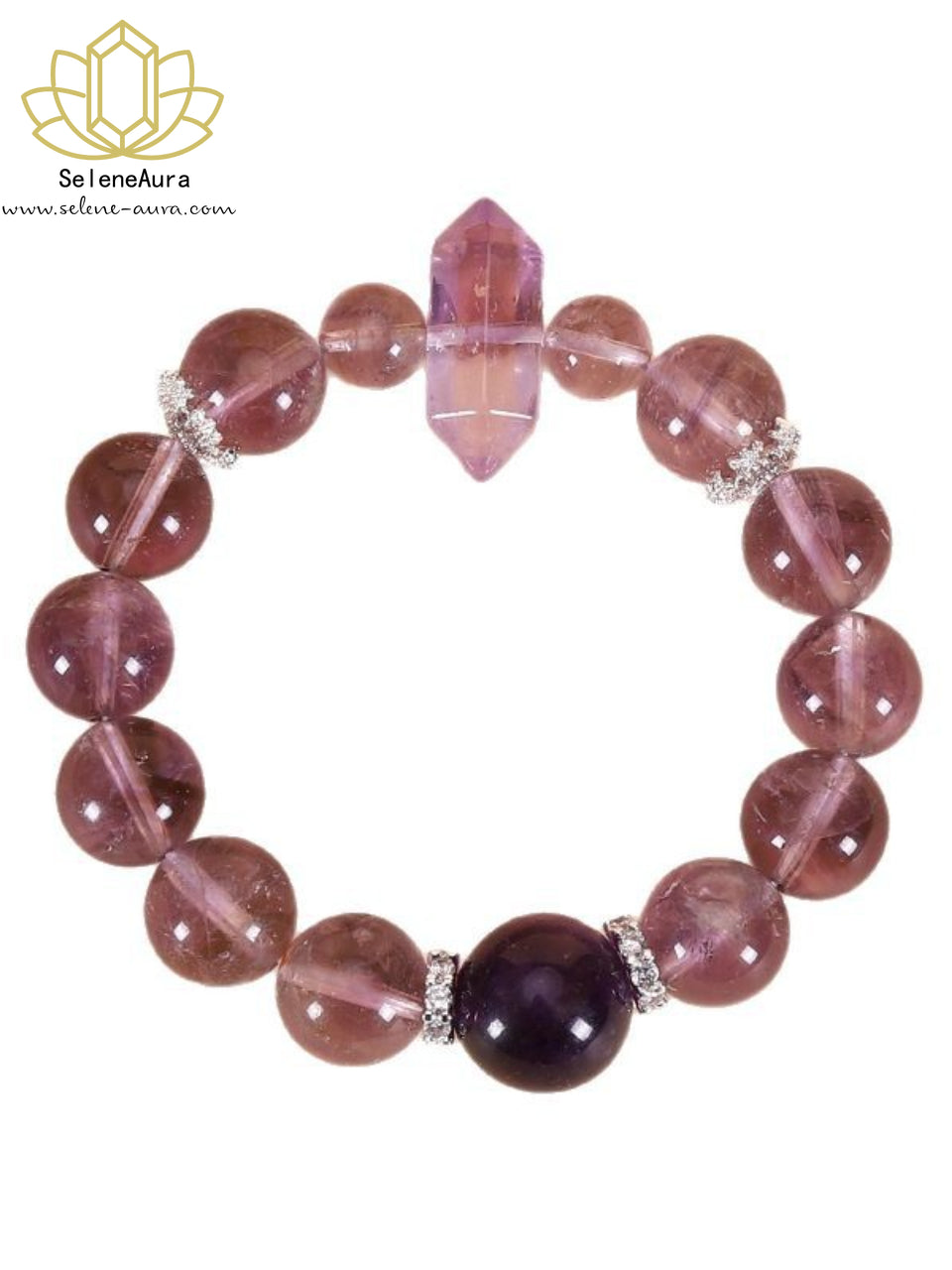 Galaktischer Amethyst Armreif｜Bolivianische Doppelspitzen + Uruguay Hauptstein｜Kronenchakra Reinigung & Erleuchtung