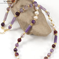 Natürliche Perlen & Muschel Anhänger Kette Armband mit 6mm Amethyst Achat Perlen