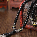 Schutz & Manifestation: 108er Obsidian Armband mit Tigerauge Mantra-Perlen