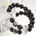 Natürlicher Obsidian Glücksperlen ArmbandPaar KristallschmuckOriginaldesign