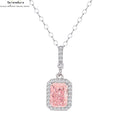 Rosenquarz Zuckerwürfel Parfümflakon Anhänger S925 Silber Rhodium Rosa Diamanten