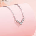 V-förmiges Zirkonia Halskette S925 Silber Vollbesetzt | Koreanischer Minimalismus | Edles Statement-Schmuck