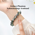 Grüner-Phantom Schmetterlings Armband | Eisklar Holz-Energie | S925 Silber-Obsidian