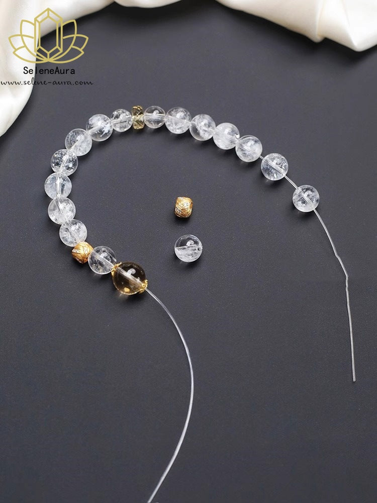 Weiße und gelbe zweifarbige Kristallketten Damenschmuck für jeden Tag Weißer Kristall-Heilschmuck