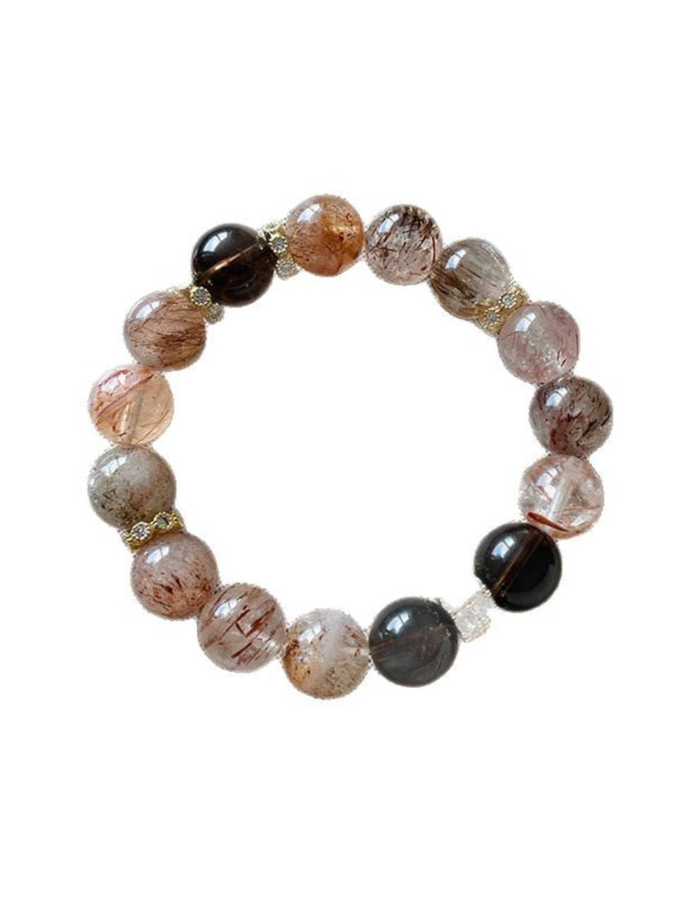 Schwarzes Gold Super7 & Rauchquarz Armband | Geometrisches Design | Unisex Energie